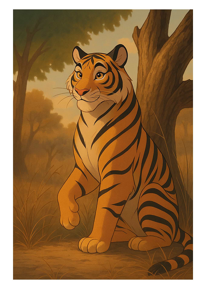 Tiger in Jungle Setting