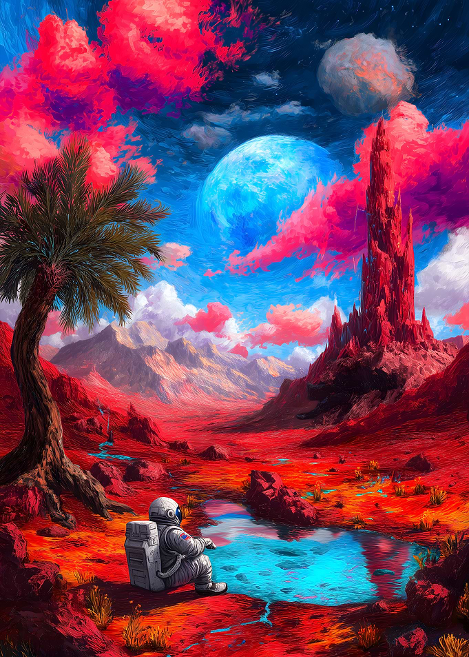 Astronaut in Alien Landscape
