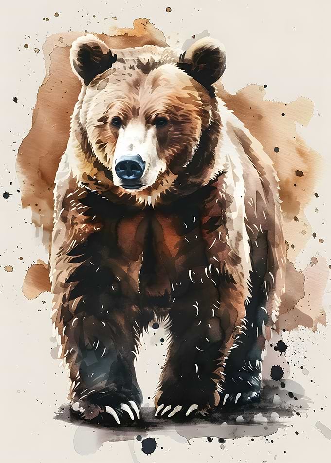 Watercolor Grizzly Bear
