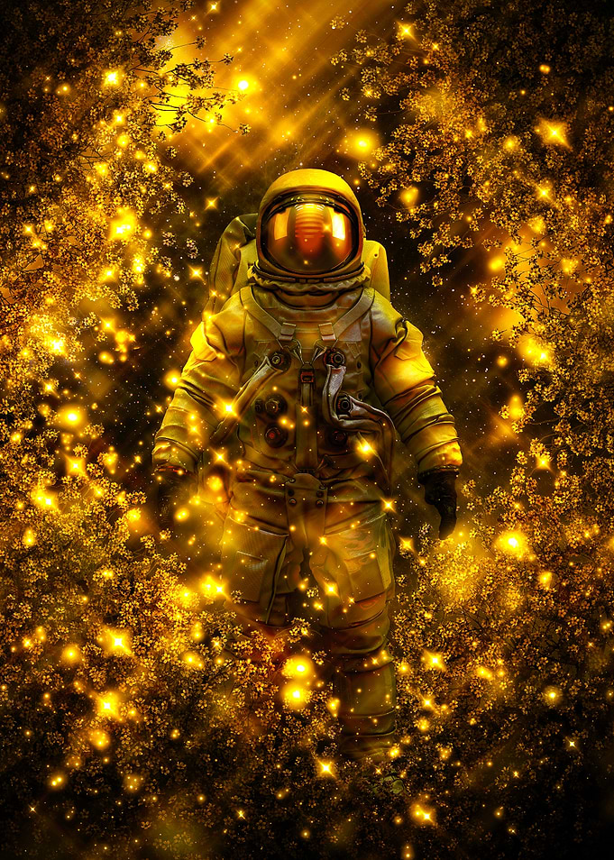Astronaut in Golden Forest