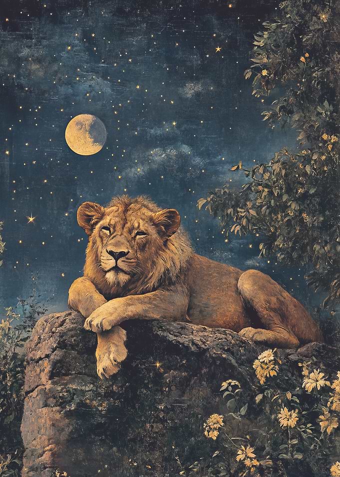 Lion Under the Stars