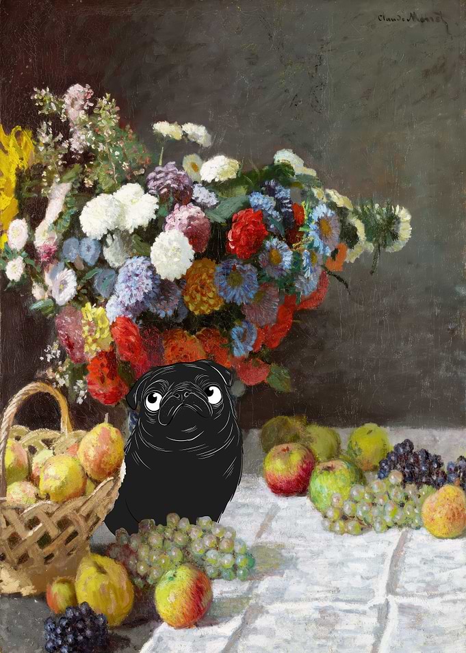 Pug Flowers Still Life Claude Monet
