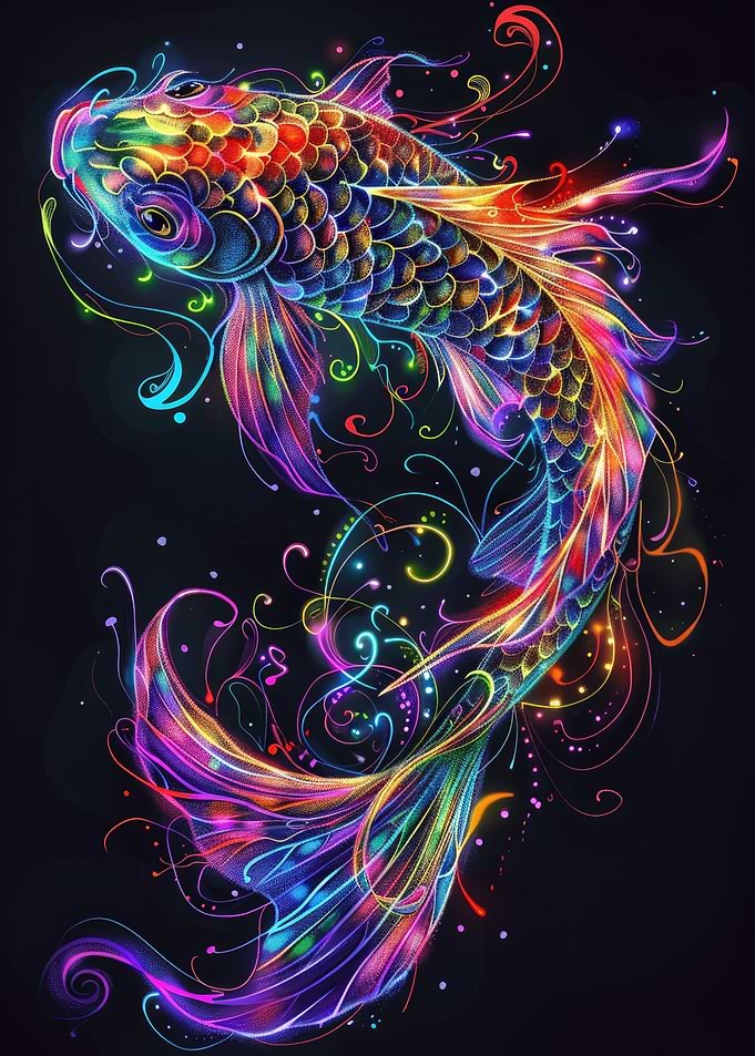 Neon Koi Fish