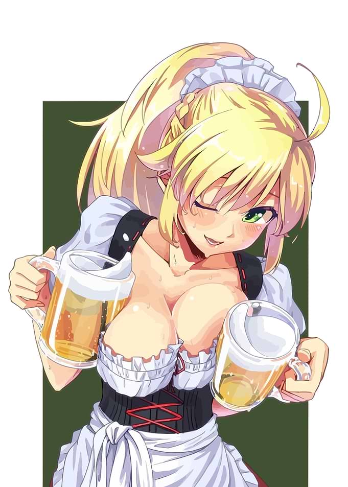 Anime Girl Serving Beer