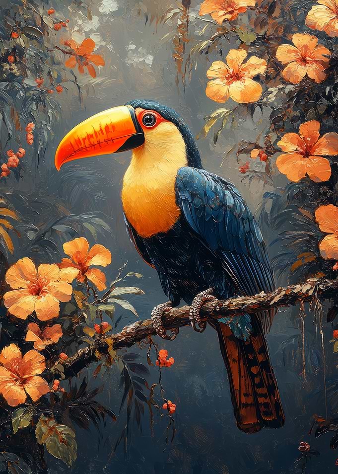 Toucan in Tropical Bloom