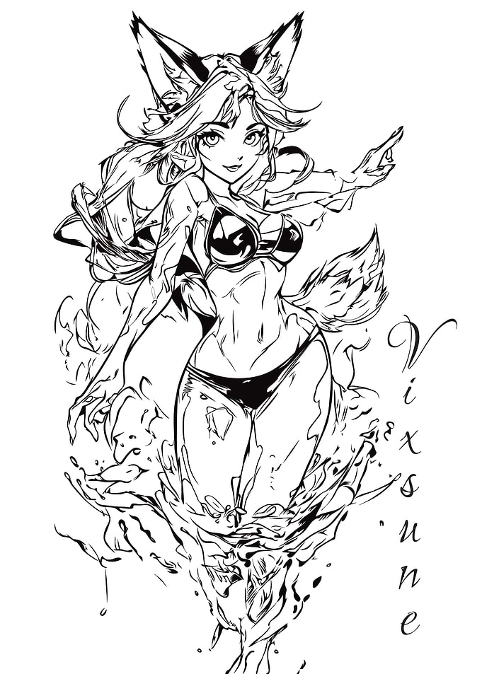 Vixsune - Fox Girl in Bikini - B&W
