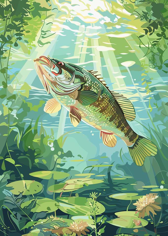 Bass in Underwater Scene