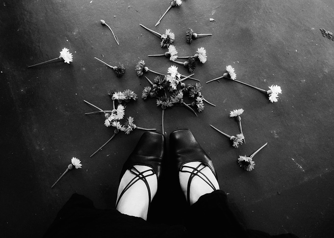 Black Shoes and Flowers
