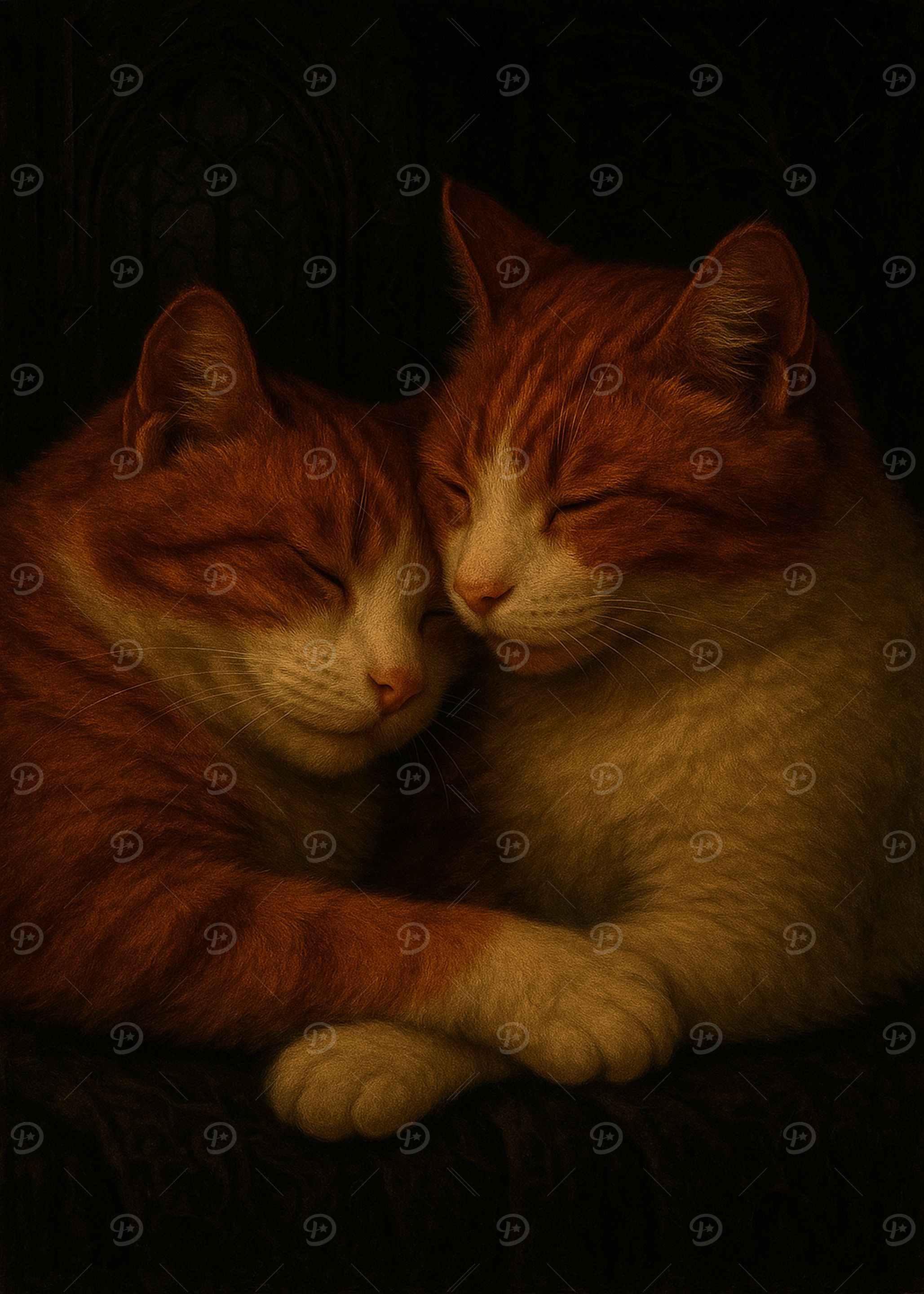 Mother and son cat love