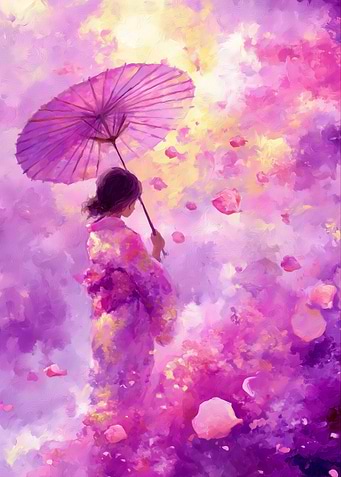 Woman in Kimono with Umbrella