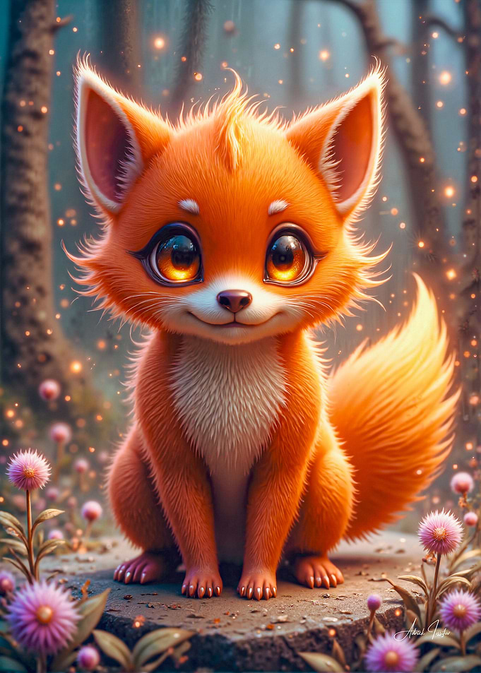 Cute Orange Fox in Forest