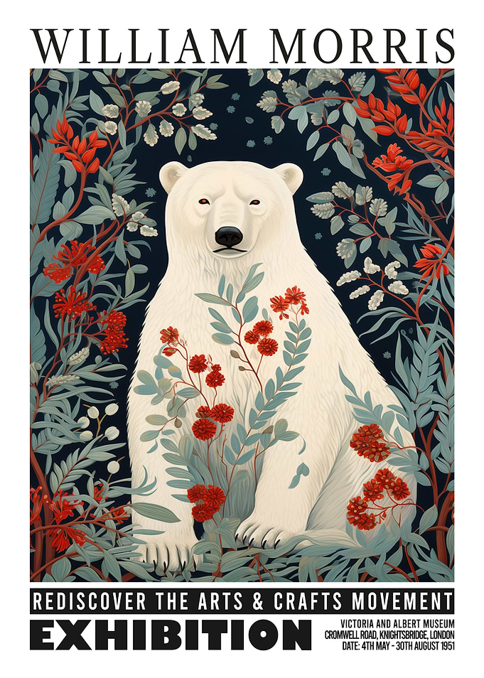Morris Floral White Bear Exhibition