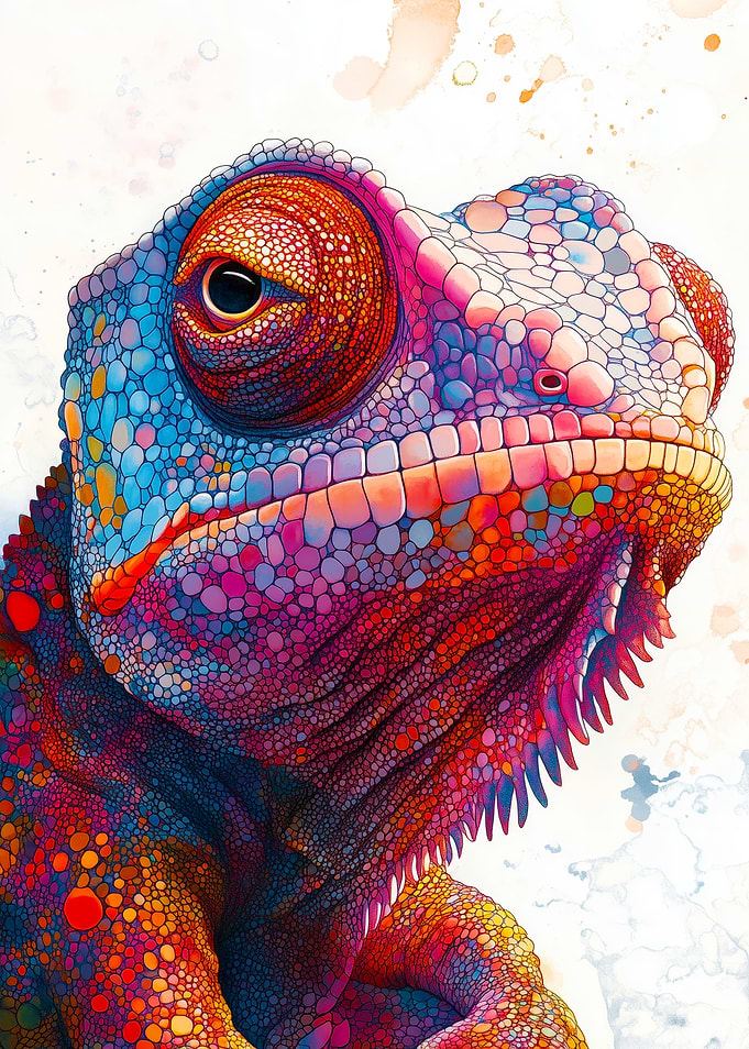 Colorful Chameleon Portrait