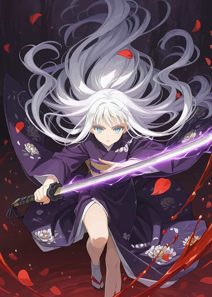 Anime Girl with Neon Sword