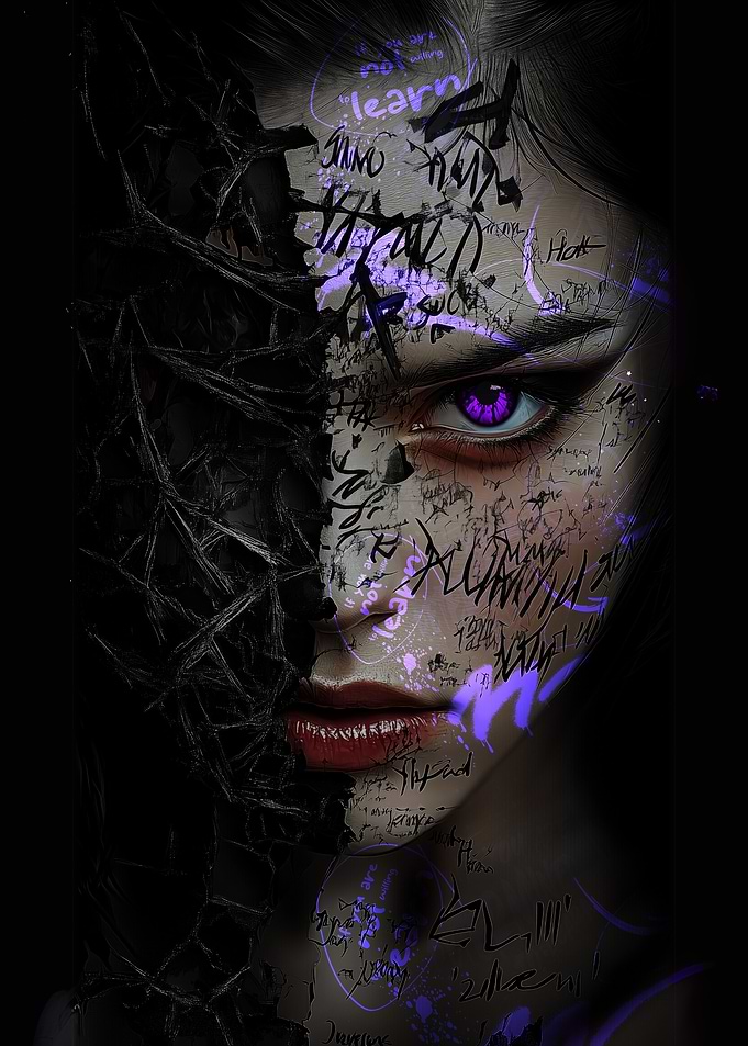 Purple Eye Graffiti Portrait