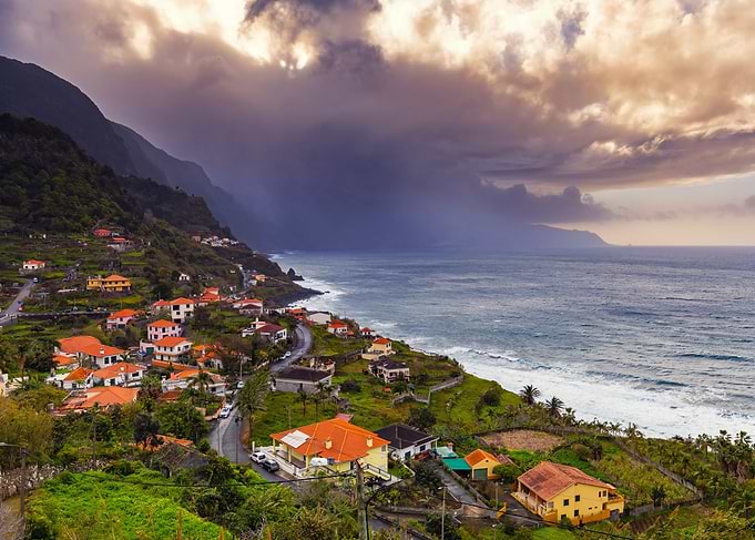 Coastal Village Under Stormy Sky, Madeira