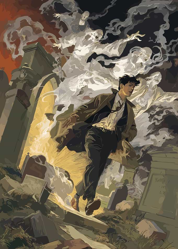 Man Running from Ghosts
