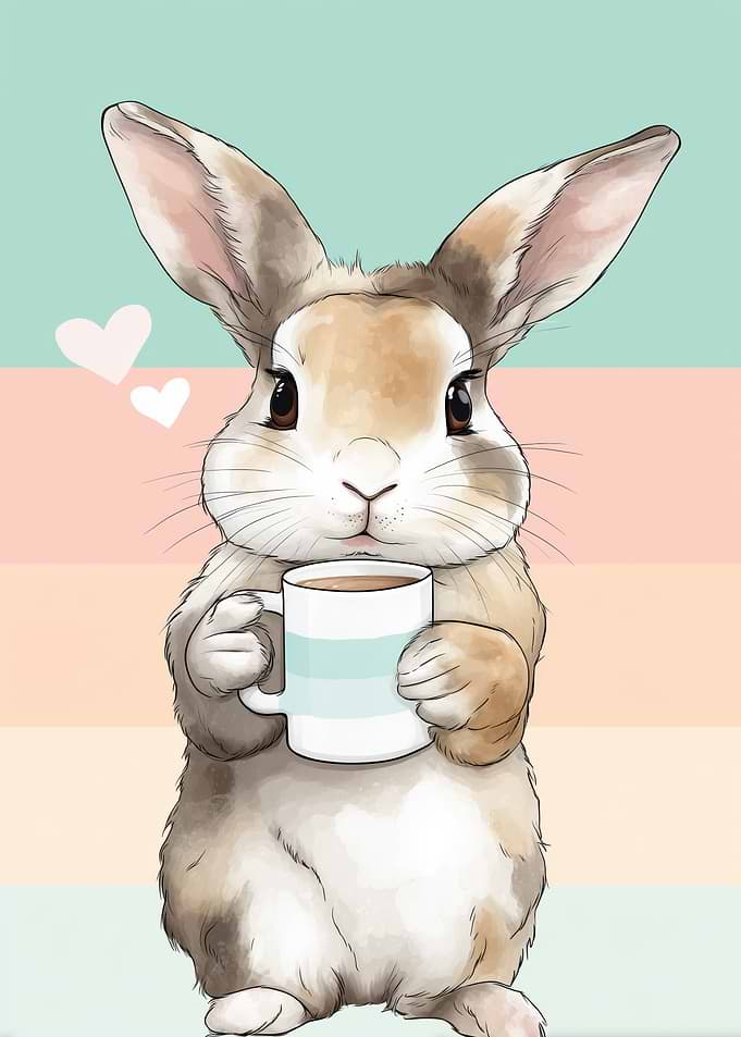 Cute Bunny with Coffee