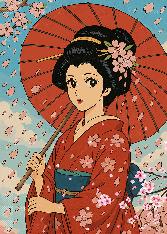 Geisha in Cherry Blossom