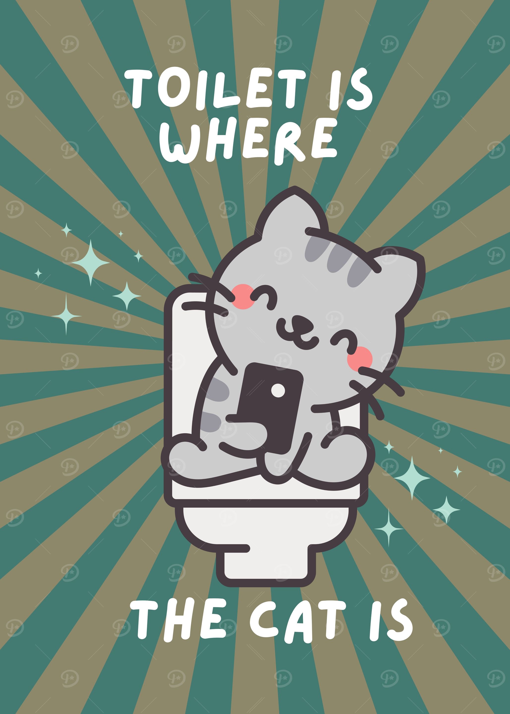 Cat on Toilet