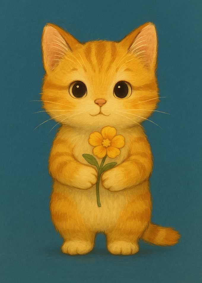 Cute Kitten with Flower