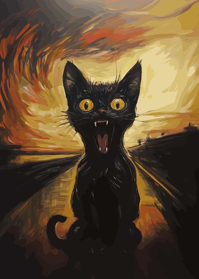 The Scream Black Cat Poster
