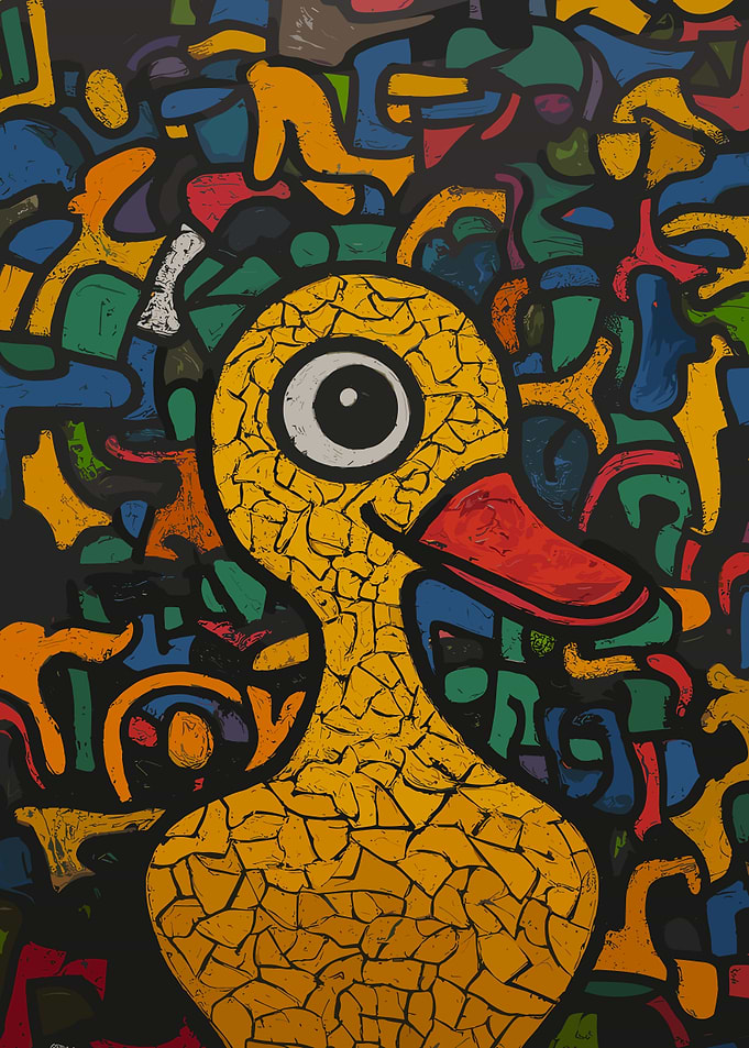 Pop Art Yellow Duck Doodle