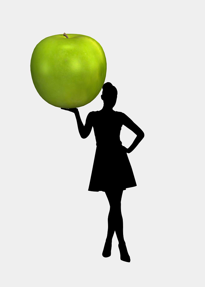 Woman Holding Giant Apple