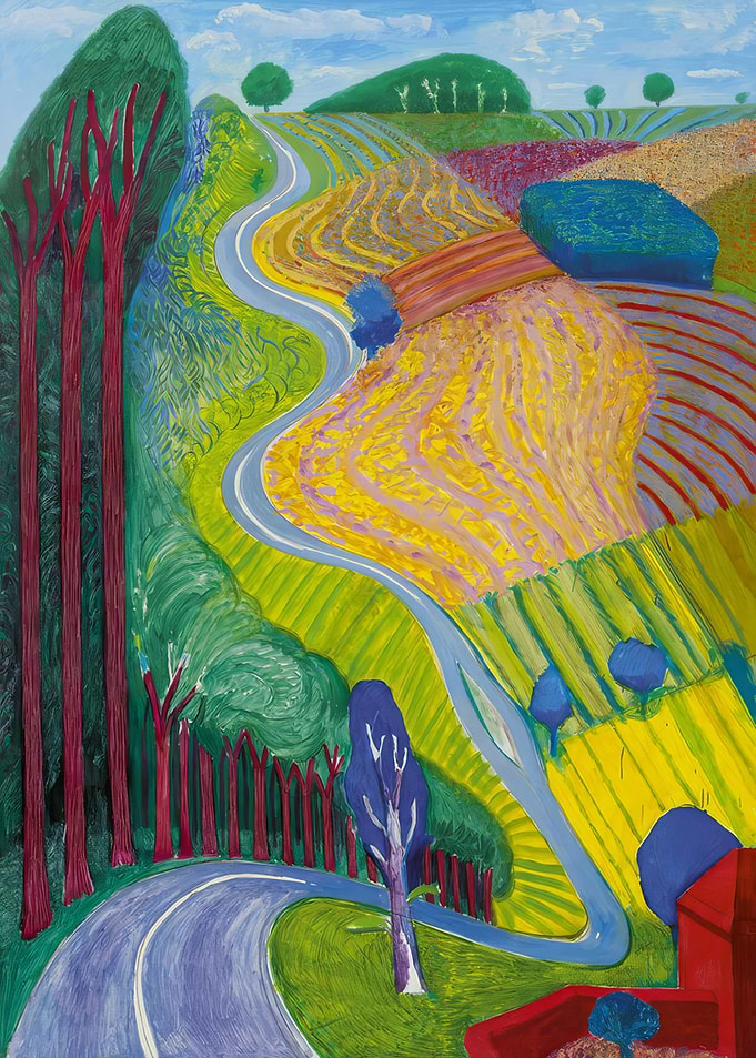 Winding Road Through Fields