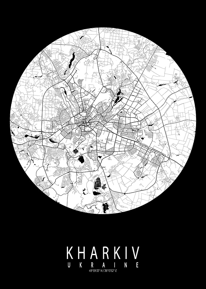 Kharkiv City Map Ukraine Full Moon