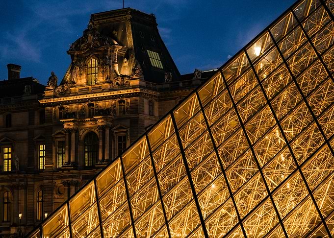 Louvre Pyramid at Night