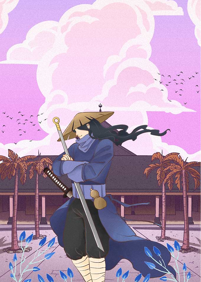 Shadow Ronin: Whispers of the Hidden Blade | Mysterious Anime Warrior Art Print for Displate