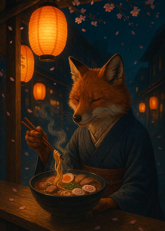 Ramen Fox at Midnight