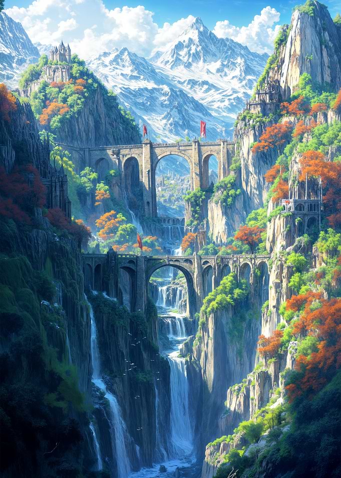 Fantasy Mountain Cityscape