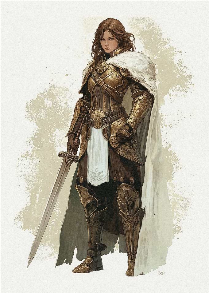 Female Knight in Golden Armor