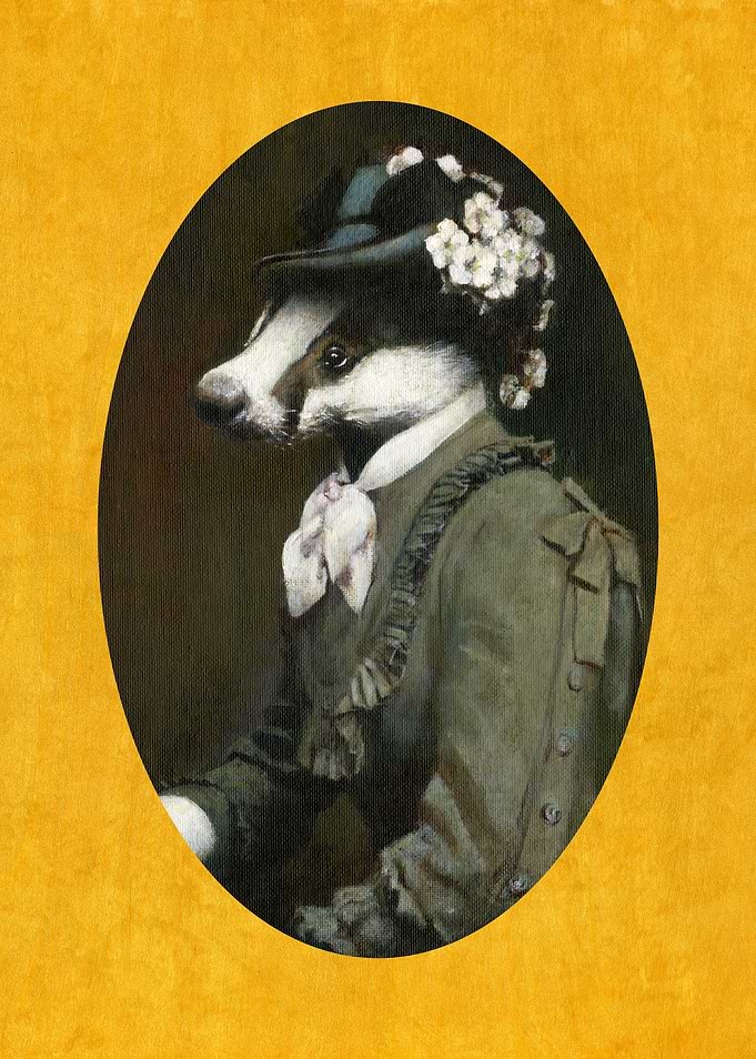Victorian Lady Badger On Gold