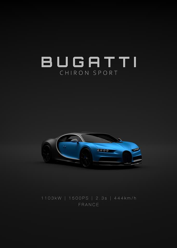 Bugatti Chiron Sport - Blue Front - Specs