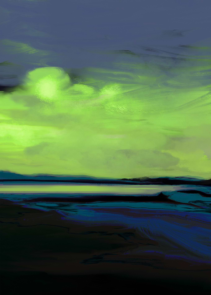 Surreal Green Sky Landscape Painting