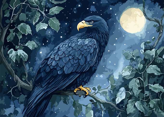 Eagle Under Moonlight