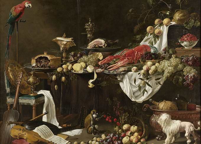 Still Life with Lobster and Parrot