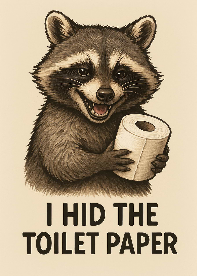 Raccoon Hiding Toilet Paper