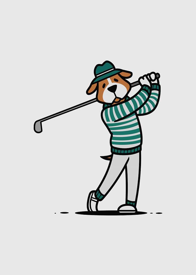 Dog Golf Minimalist Green
