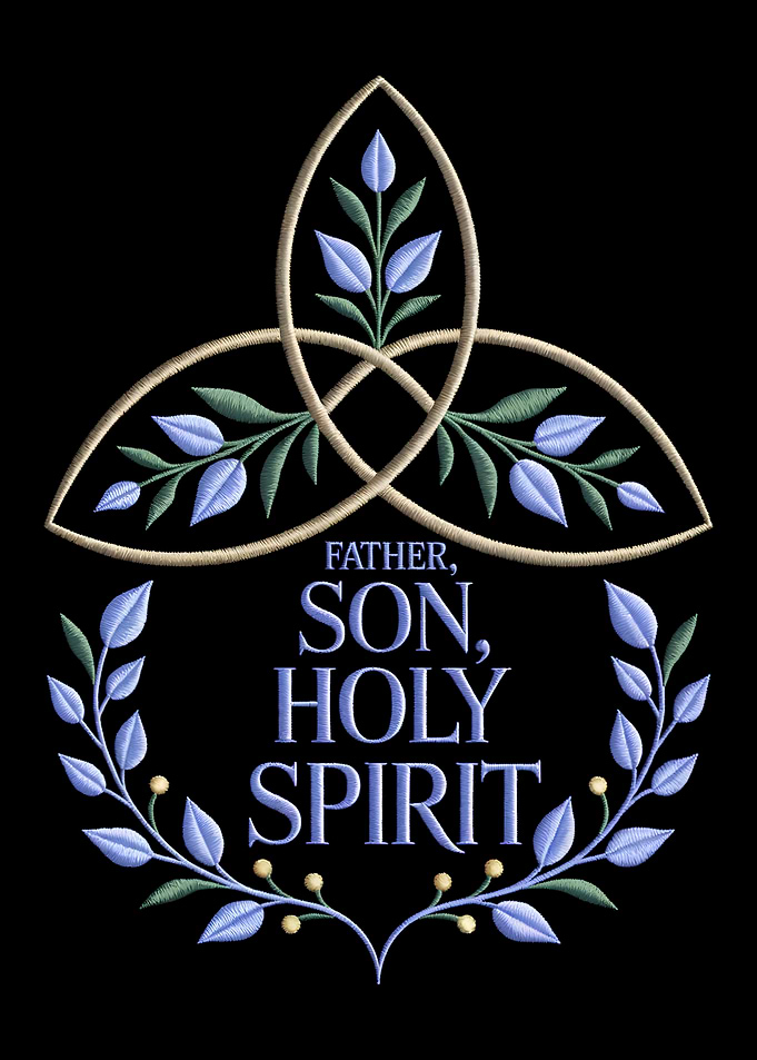 Trinity Symbol with Floral Wreath