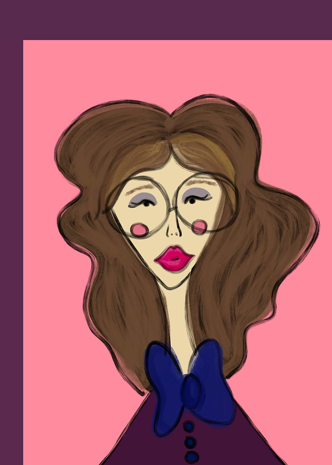 Brünette Girl with Glasses and Bow, stylized