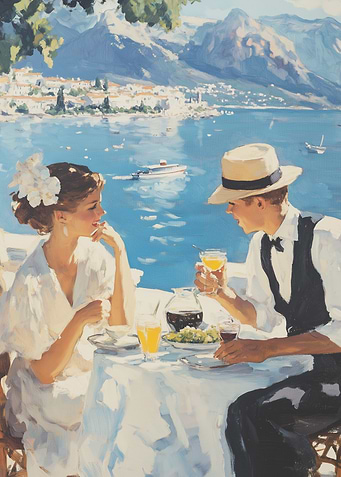 Retro seaside summer date