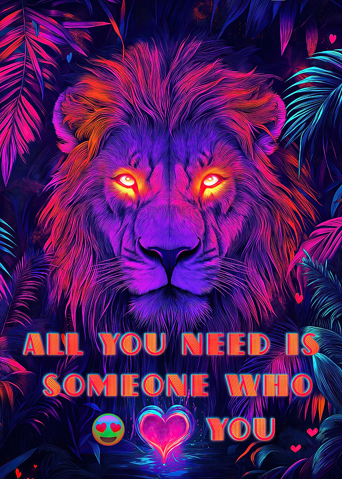 Neon Lion Love Quote