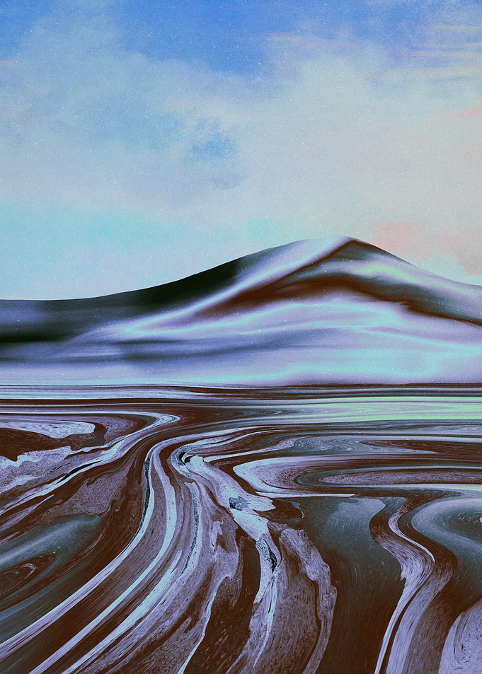 Surreal Blue Landscape Painting