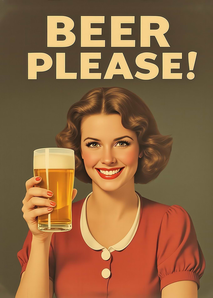 Beer Please Vintage Poster