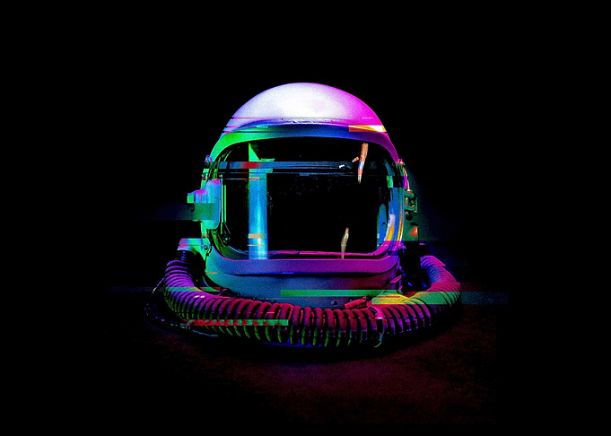 Astronaut Helmet Glitch Art