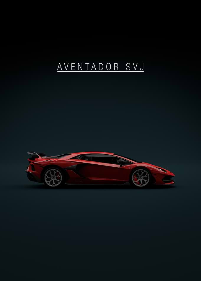 Red Lamborghini Aventador SVJ